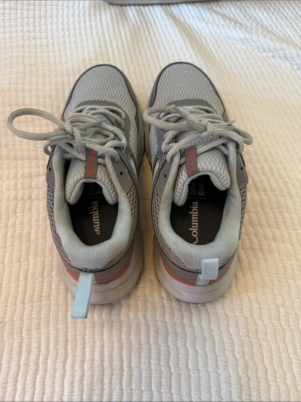 Women’s Gray Athletic Walking Shoes with Red Accent